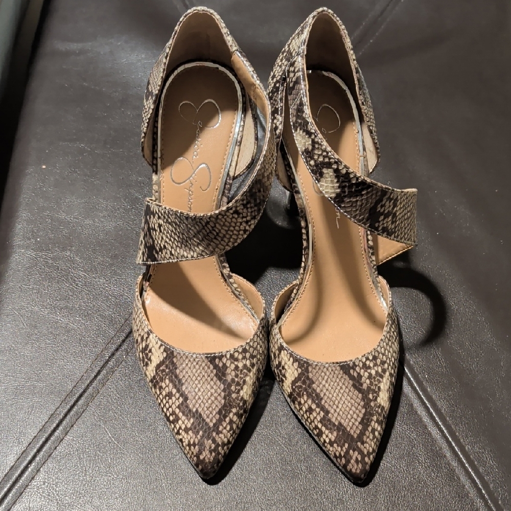 Jessica Simpson Parisah Snakeskin D'Orsay Pointed Toe Pumps